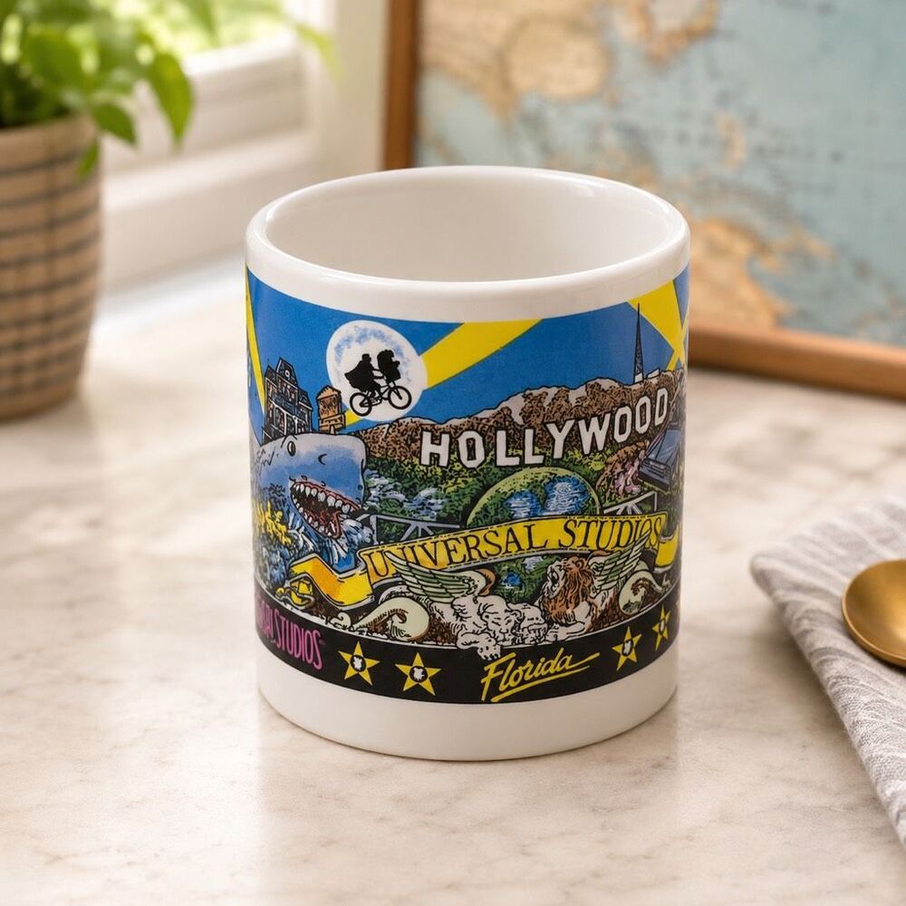 Vintage 1989 Universal Studios Florida Miniature Coffee Cup Mug 2.5" Tall
